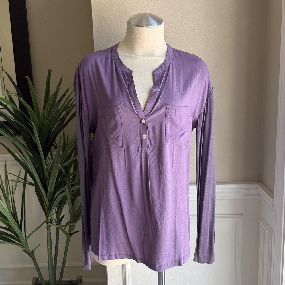 NEW Soft Joie Dahlia Purple Button Down V Neck Top Size Small